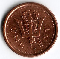 Монета 1 цент. 2010 год, Барбадос.