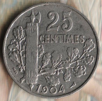 Монета 25 сантимов. 1904 год, Франция.