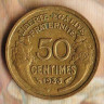 Монета 50 сантимов. 1933 год, Франция. Тип I.