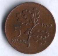 5 курушей. 1969 год, Турция.