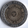 Монета 1 песо. 2009 год, Аргентина. Дизайн первой аргентинской монеты, 200 лет(1813-2013).