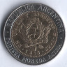 Монета 1 песо. 2009 год, Аргентина. Дизайн первой аргентинской монеты, 200 лет(1813-2013).