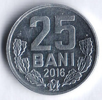 Монета 25 баней. 2016 год, Молдова.