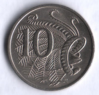 Монета 10 центов. 1974 год, Австралия.