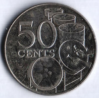 Монета 50 центов. 2003 год, Тринидад и Тобаго.