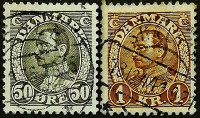 Набор почтовых марок (2 шт.). "Король Кристиан X". 1934 год, Дания.