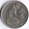 Монета 50 пфеннигов. 1983(G) год, ФРГ.