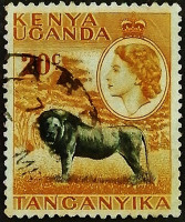 Почтовая марка (20 c.). "Королева Елизавета II". 1954 год, Британская Восточная Африка.