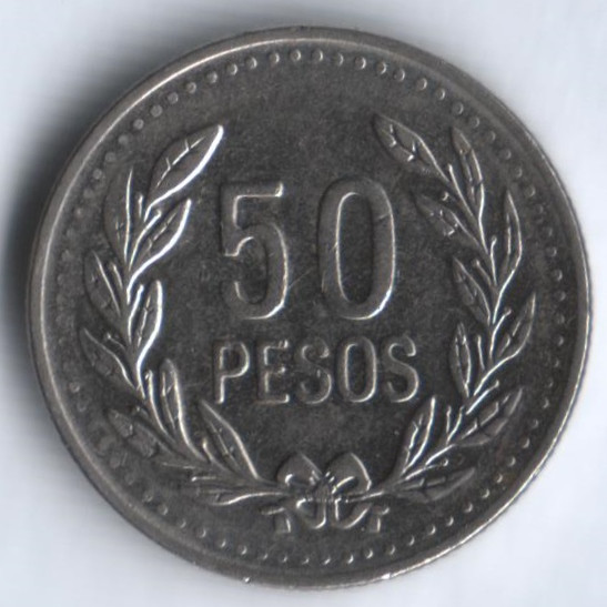 Монета 50 песо. 2012 год, Колумбия. Тип I.