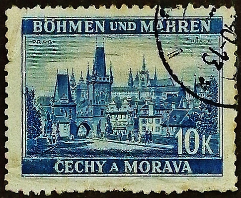 Почтовая марка (10 kr.). "Прага". 1939 год, Богемия и Моравия.