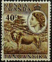 Почтовая марка (40 c.). "Королева Елизавета II". 1958 год, Британская Восточная Африка.