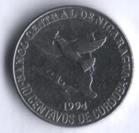 Монета 10 сентаво. 1994 год, Никарагуа.