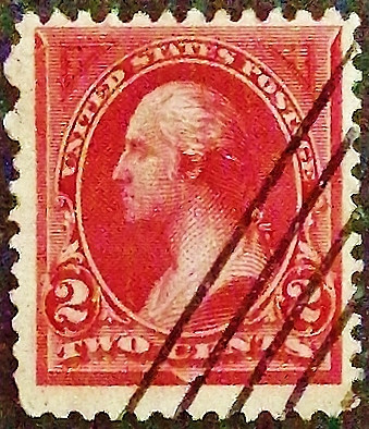 Почтовая марка (2 c.). "Джордж Вашингтон". 1894 год, США. Тип I.