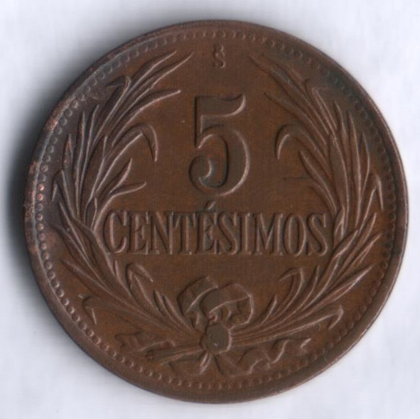 5 сентесимо. 1944 год, Уругвай.