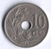 Монета 10 сантимов. 1927 год, Бельгия (Belgique).