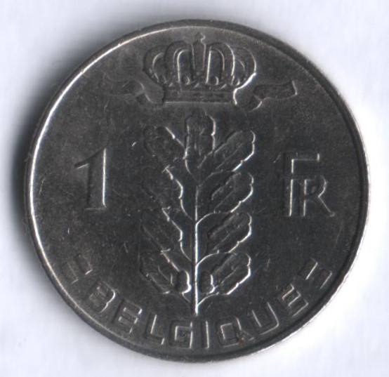Монета 1 франк. 1974 год, Бельгия (Belgique).