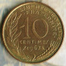 Монета 10 сантимов. 1967 год, Франция.