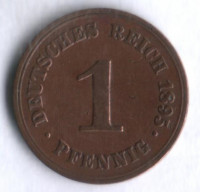Монета 1 пфенниг. 1895 год (A), Германская империя.