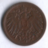 Монета 1 пфенниг. 1895 год (A), Германская империя.