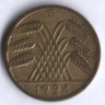 Монета 10 рейхспфеннигов. 1924 год (G), Веймарская республика.