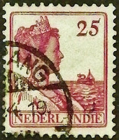 Почтовая марка (25 c.). "Королева Вильгельмина". 1915 год, Нидерландская Ост-Индия.
