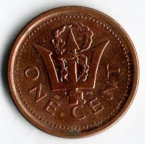 Монета 1 цент. 2011 год, Барбадос.