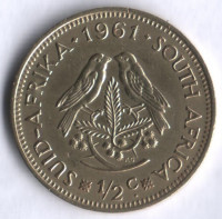 1/2 цента. 1961 год, ЮАР.