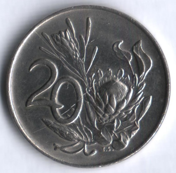 20 центов. 1975 год, ЮАР.