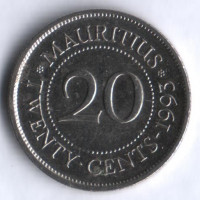 Монета 20 центов. 1993 год, Маврикий.