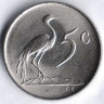 Монета 5 центов. 1968 год, ЮАР. 