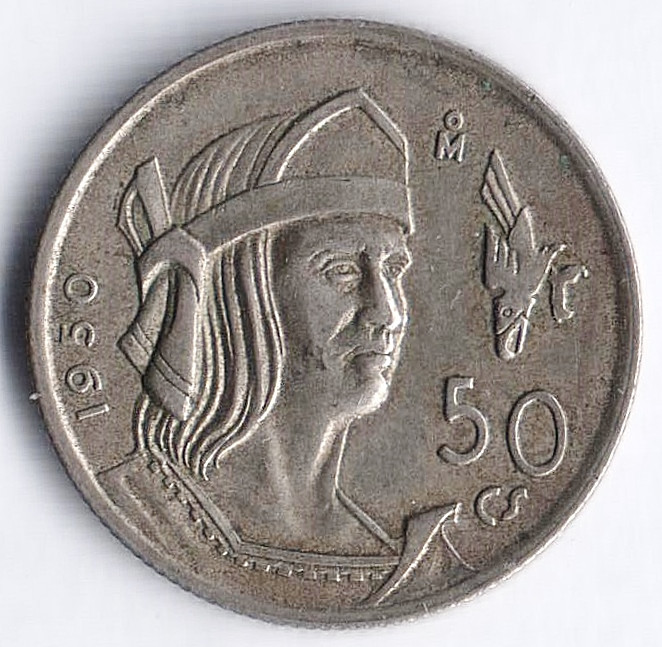 Монета 50 сентаво. 1950 год, Мексика.