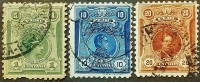 Набор почтовых марок (3 шт.). "Известные люди". 1909 год, Перу.