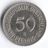 Монета 50 пфеннигов. 1984(D) год, ФРГ.