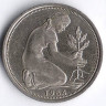 Монета 50 пфеннигов. 1984(D) год, ФРГ.