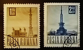Набор почтовых марок  (2 шт.). "Почтовая и транспортная связь". 1968 год, Румыния.