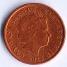 Монета 1 цент. 2013 год, Каймановы острова.