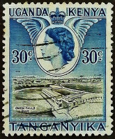 Почтовая марка (30 c.). "Королева Елизавета II". 1954 год, Британская Восточная Африка.