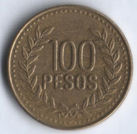 Монета 100 песо. 2009 год, Колумбия.
