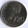 Монета 20 центов. 2001 год, Кипр.