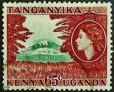 Почтовая марка (65 c.). "Королева Елизавета II". 1955 год, Британская Восточная Африка. Почтовая марка (65 c.). "Королева Елизавета II". 1955 год, Британская Восточная Африка.