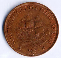 Монета 1/2 пенни. 1943 год, Южная Африка.