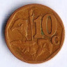 Монета 10 центов. 2001 год, ЮАР. SOUTH AFRICA.