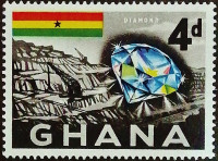 Марка почтовая (4 p.). "Алмаз и шахта". 1959 год, Гана.