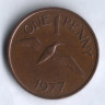 Монета 1 пенни. 1977 год, Гернси.