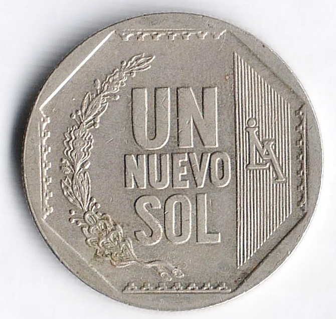Монета 1 новый соль. 2009 год, Перу.