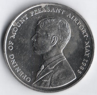 Монета 50 пенсов. 1985 год, Фолклендские острова. Открытие аэропорта Маунт-Плезант.