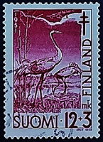 Почтовая марка (12+3 m.). "Против туберкулёза". 1951 год, Финляндия.