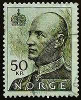 Почтовая марка (50 kr.). "Король Харальд V". 1995 год, Норвегия.