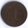 Монета 1 пфенниг. 1898 год (A), Германская империя.