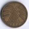 Монета 10 рейхспфеннигов. 1924 год (J), Веймарская республика.